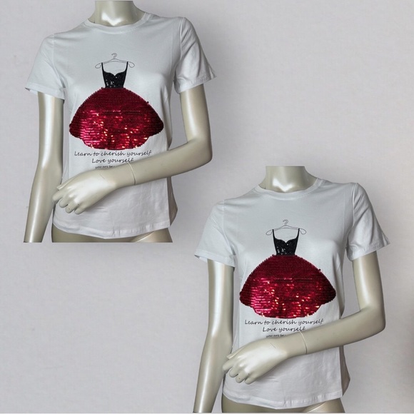 Over Apparel brand White Sequence T- Shirt - Picture 10 of 10